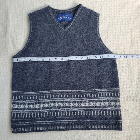 Wool sweater vest unisex size Small gray knit by Express Bleus - Picture 3 of 7